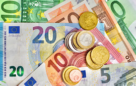 Euroscheine und Münzen 